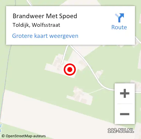 Locatie op kaart van de 112 melding: Brandweer Met Spoed Naar Toldijk, Wolfsstraat op 10 maart 2022 21:27