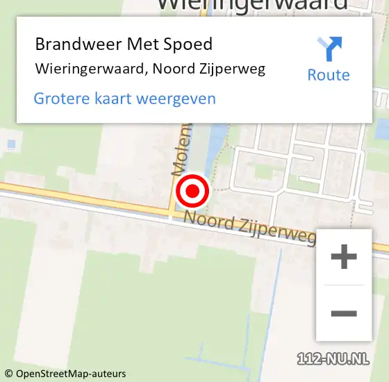 Locatie op kaart van de 112 melding: Brandweer Met Spoed Naar Wieringerwaard, Noord Zijperweg op 10 maart 2022 21:32