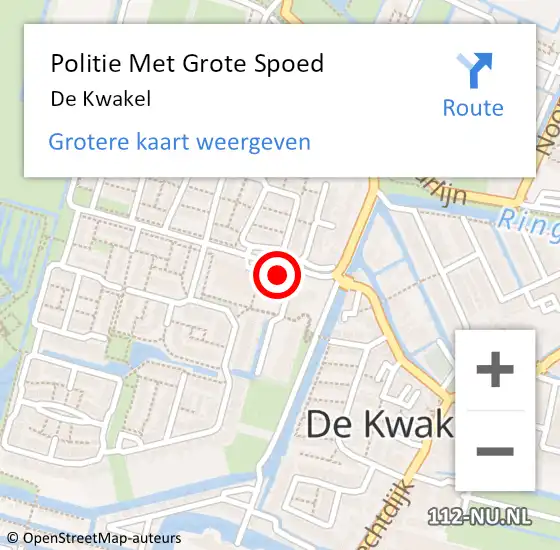 Locatie op kaart van de 112 melding: Politie Met Grote Spoed Naar De Kwakel op 10 maart 2022 21:39