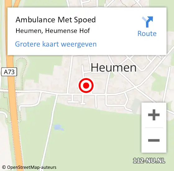 Locatie op kaart van de 112 melding: Ambulance Met Spoed Naar Heumen, Heumense Hof op 10 maart 2022 21:50