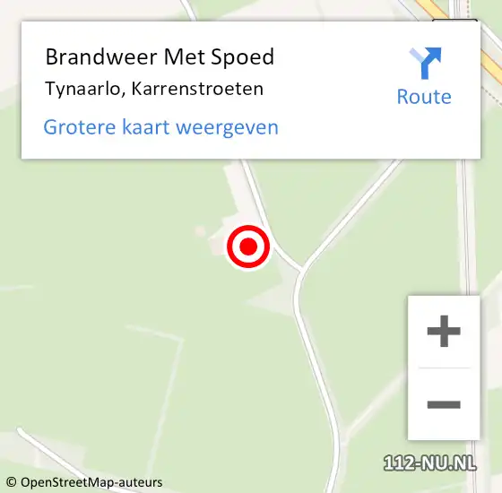 Locatie op kaart van de 112 melding: Brandweer Met Spoed Naar Tynaarlo, Karrenstroeten op 10 maart 2022 21:54