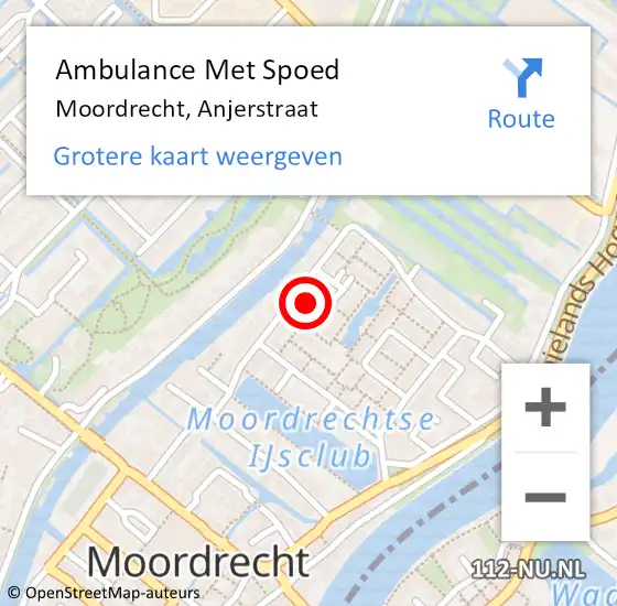 Locatie op kaart van de 112 melding: Ambulance Met Spoed Naar Moordrecht, Anjerstraat op 10 maart 2022 22:18