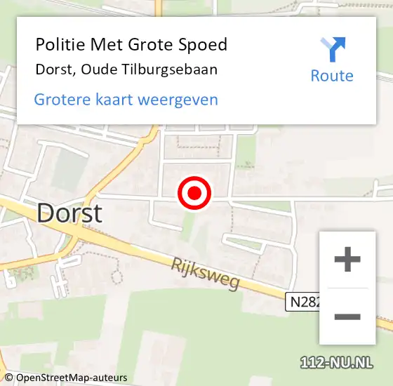 Locatie op kaart van de 112 melding: Politie Met Grote Spoed Naar Dorst, Oude Tilburgsebaan op 10 maart 2022 22:23