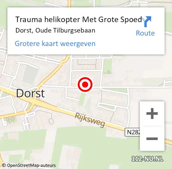 Locatie op kaart van de 112 melding: Trauma helikopter Met Grote Spoed Naar Dorst, Oude Tilburgsebaan op 10 maart 2022 22:28