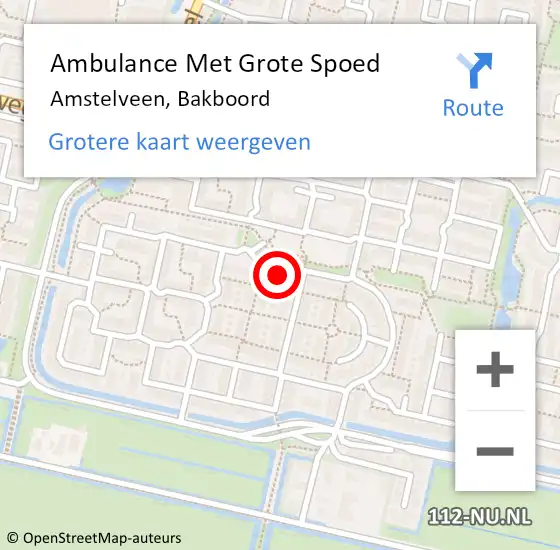 Locatie op kaart van de 112 melding: Ambulance Met Grote Spoed Naar Amstelveen, Bakboord op 10 maart 2022 23:01