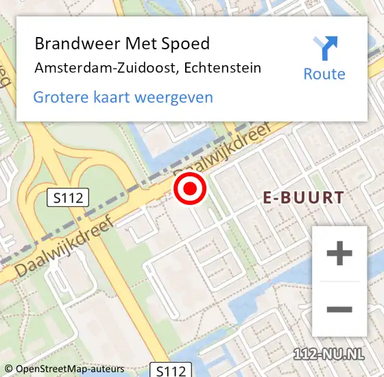 Locatie op kaart van de 112 melding: Brandweer Met Spoed Naar Amsterdam-Zuidoost, Echtenstein op 10 maart 2022 23:53