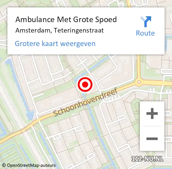 Locatie op kaart van de 112 melding: Ambulance Met Grote Spoed Naar Amsterdam-Zuidoost, Teteringenstraat op 10 maart 2022 23:57