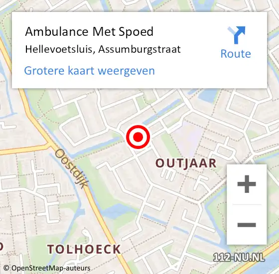 Locatie op kaart van de 112 melding: Ambulance Met Spoed Naar Hellevoetsluis, Assumburgstraat op 11 maart 2022 00:30