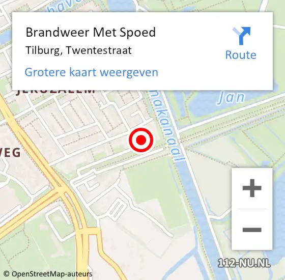 Locatie op kaart van de 112 melding: Brandweer Met Spoed Naar Tilburg, Twentestraat op 11 maart 2022 00:31