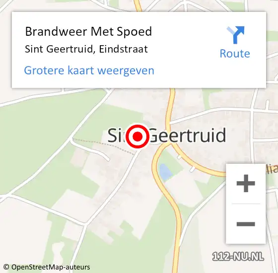 Locatie op kaart van de 112 melding: Brandweer Met Spoed Naar Sint Geertruid, Eindstraat op 11 maart 2022 01:40