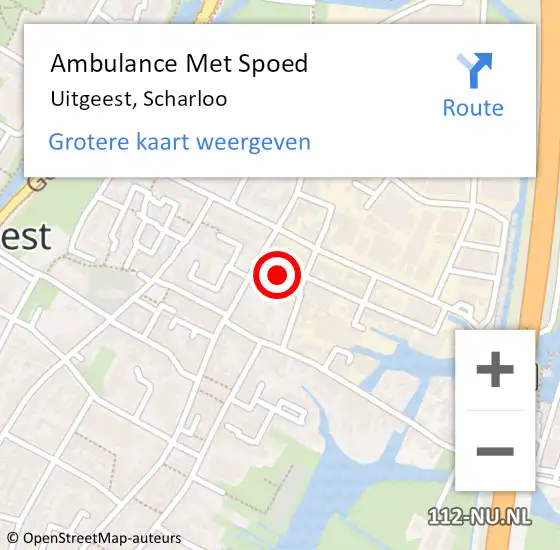 Locatie op kaart van de 112 melding: Ambulance Met Spoed Naar Uitgeest, Scharloo op 11 maart 2022 01:41