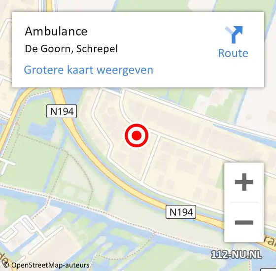 Locatie op kaart van de 112 melding: Ambulance De Goorn, Schrepel op 7 oktober 2013 20:47