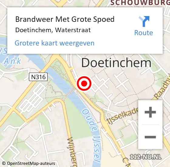 Locatie op kaart van de 112 melding: Brandweer Met Grote Spoed Naar Doetinchem, Waterstraat op 11 maart 2022 01:53