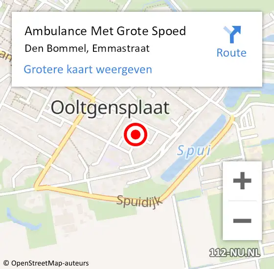 Locatie op kaart van de 112 melding: Ambulance Met Grote Spoed Naar Den Bommel, Emmastraat op 11 maart 2022 03:00