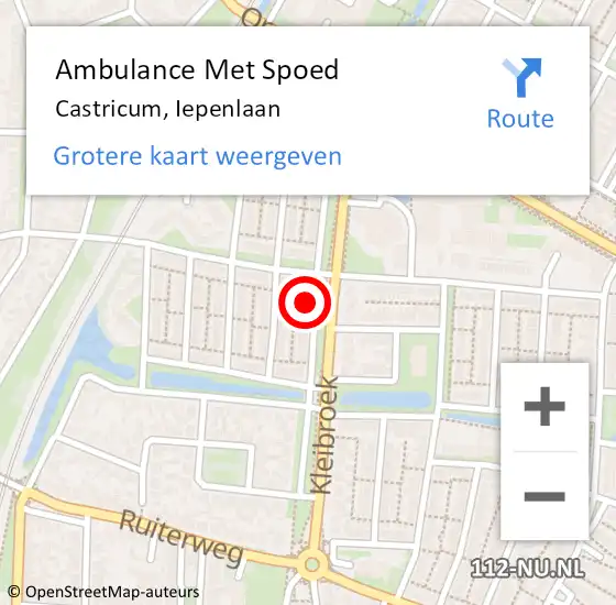 Locatie op kaart van de 112 melding: Ambulance Met Spoed Naar Castricum, Iepenlaan op 11 maart 2022 03:10