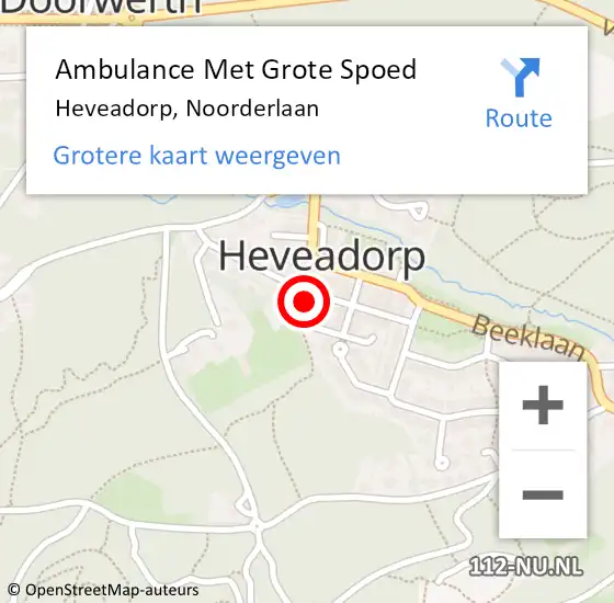 Locatie op kaart van de 112 melding: Ambulance Met Grote Spoed Naar Heveadorp, Noorderlaan op 11 maart 2022 04:09