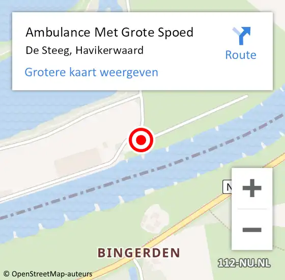 Locatie op kaart van de 112 melding: Ambulance Met Grote Spoed Naar De Steeg, Havikerwaard op 11 maart 2022 06:07