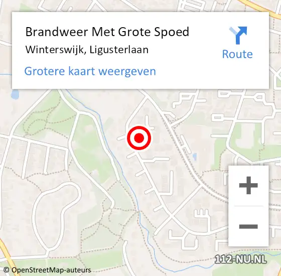 Locatie op kaart van de 112 melding: Brandweer Met Grote Spoed Naar Winterswijk, Ligusterlaan op 11 maart 2022 06:08