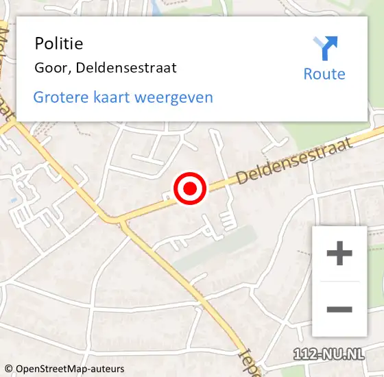 Locatie op kaart van de 112 melding: Politie Goor, Deldensestraat op 11 maart 2022 07:00