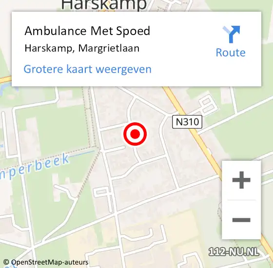 Locatie op kaart van de 112 melding: Ambulance Met Spoed Naar Harskamp, Margrietlaan op 11 maart 2022 07:04