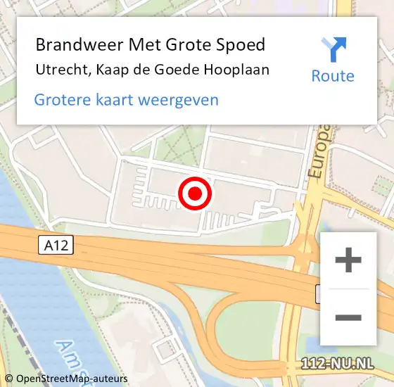 Locatie op kaart van de 112 melding: Brandweer Met Grote Spoed Naar Utrecht, Kaap de Goede Hooplaan op 11 maart 2022 07:23