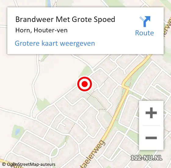 Locatie op kaart van de 112 melding: Brandweer Met Grote Spoed Naar Horn, Houter-ven op 11 maart 2022 07:46