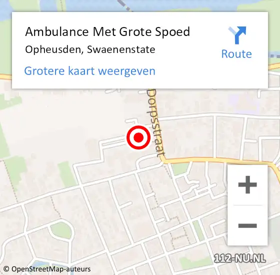 Locatie op kaart van de 112 melding: Ambulance Met Grote Spoed Naar Opheusden, Swaenenstate op 11 maart 2022 08:26