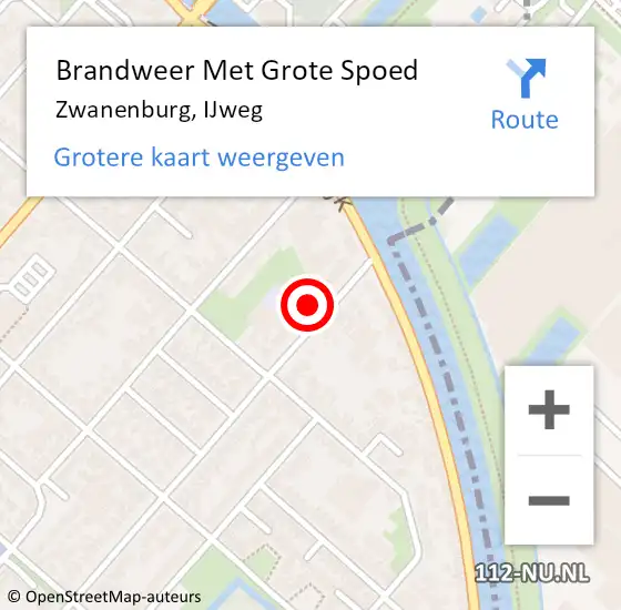 Locatie op kaart van de 112 melding: Brandweer Met Grote Spoed Naar Zwanenburg, IJweg op 11 maart 2022 08:39