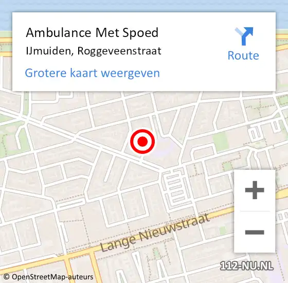 Locatie op kaart van de 112 melding: Ambulance Met Spoed Naar IJmuiden, Roggeveenstraat op 11 maart 2022 08:56