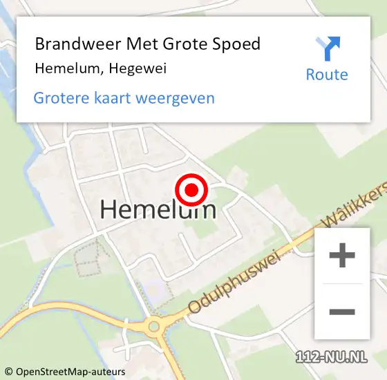 Locatie op kaart van de 112 melding: Brandweer Met Grote Spoed Naar Hemelum, Hegewei op 11 maart 2022 09:01