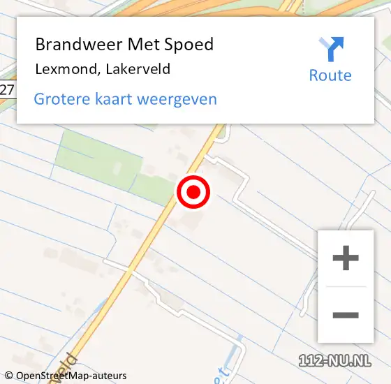 Locatie op kaart van de 112 melding: Brandweer Met Spoed Naar Lexmond, Lakerveld op 11 maart 2022 09:16