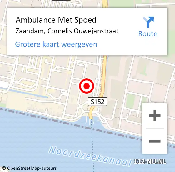 Locatie op kaart van de 112 melding: Ambulance Met Spoed Naar Zaandam, Cornelis Ouwejanstraat op 11 maart 2022 09:25