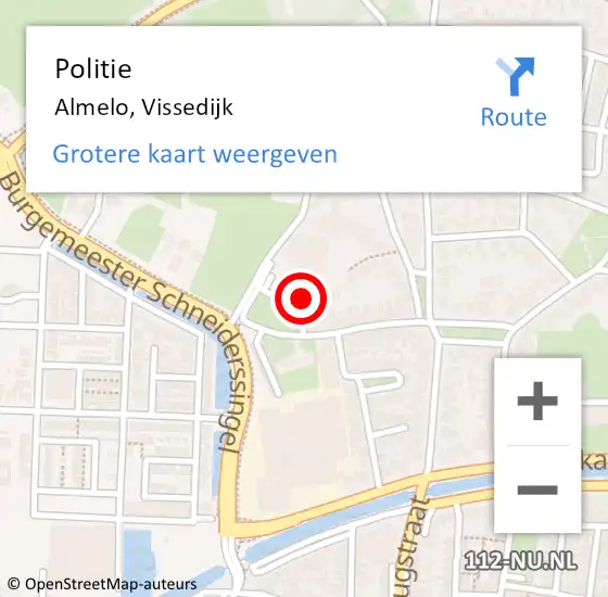 Locatie op kaart van de 112 melding: Politie Almelo, Vissedijk op 11 maart 2022 09:48