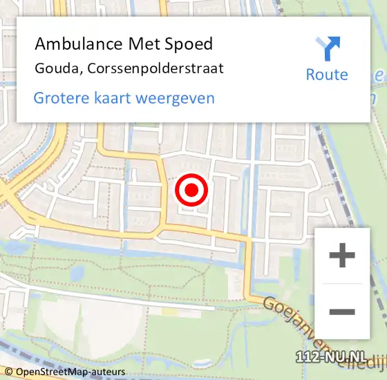 Locatie op kaart van de 112 melding: Ambulance Met Spoed Naar Gouda, Corssenpolderstraat op 11 maart 2022 09:51