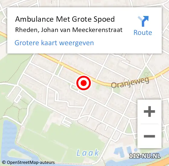 Locatie op kaart van de 112 melding: Ambulance Met Grote Spoed Naar Rheden, Johan van Meeckerenstraat op 11 maart 2022 09:54