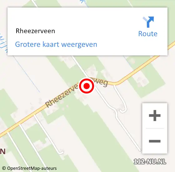 Locatie op kaart van de 112 melding:  Rheezerveen op 11 maart 2022 09:59