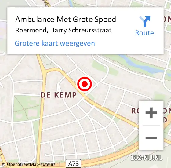 Locatie op kaart van de 112 melding: Ambulance Met Grote Spoed Naar Roermond, Harry Schreursstraat op 11 maart 2022 10:20