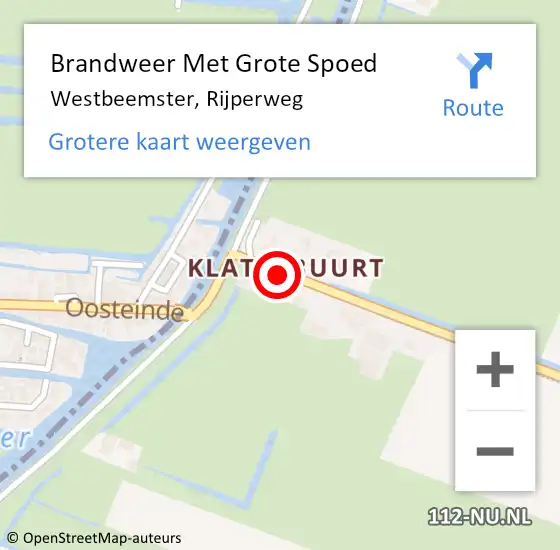 Locatie op kaart van de 112 melding: Brandweer Met Grote Spoed Naar Westbeemster, Rijperweg op 11 maart 2022 10:24