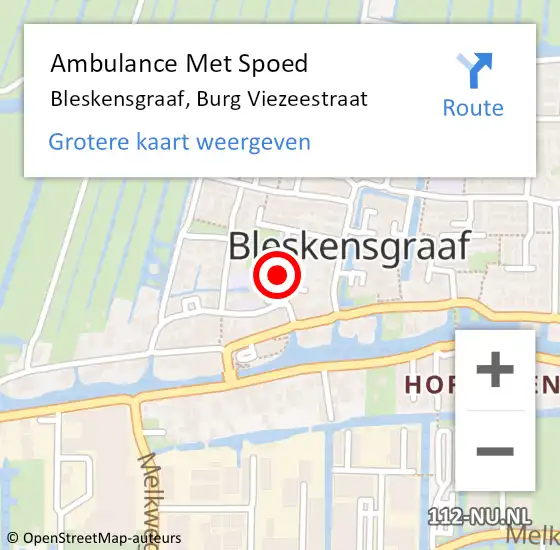 Locatie op kaart van de 112 melding: Ambulance Met Spoed Naar Bleskensgraaf, Burgemeester Viezeestraat op 11 maart 2022 10:29