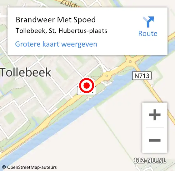 Locatie op kaart van de 112 melding: Brandweer Met Spoed Naar Tollebeek, St. Hubertus-plaats op 11 maart 2022 10:30