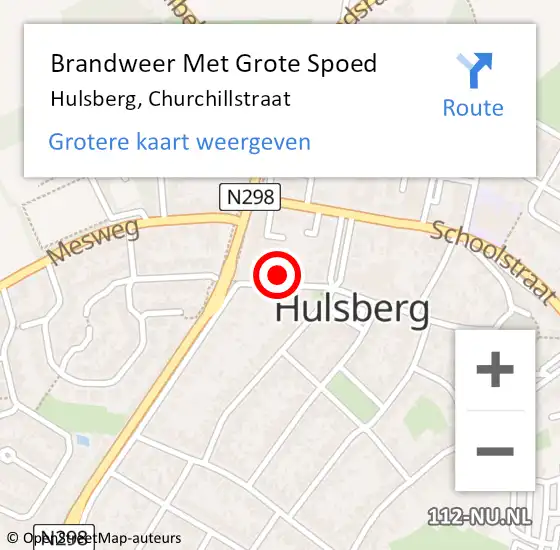 Locatie op kaart van de 112 melding: Brandweer Met Grote Spoed Naar Hulsberg, Churchillstraat op 11 maart 2022 10:47