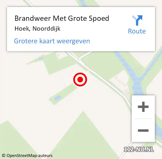 Locatie op kaart van de 112 melding: Brandweer Met Grote Spoed Naar Hoek, Noorddijk op 11 maart 2022 11:15