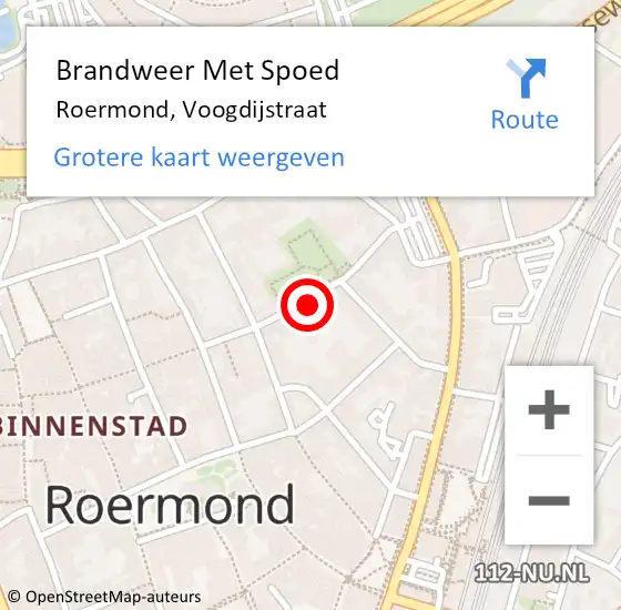 Locatie op kaart van de 112 melding: Brandweer Met Spoed Naar Roermond, Voogdijstraat op 11 maart 2022 11:33