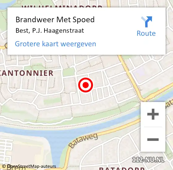 Locatie op kaart van de 112 melding: Brandweer Met Spoed Naar Best, P.J. Haagenstraat op 11 maart 2022 11:50