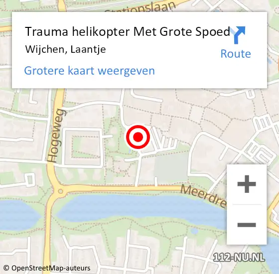 Locatie op kaart van de 112 melding: Trauma helikopter Met Grote Spoed Naar Wijchen, Laantje op 11 maart 2022 11:55