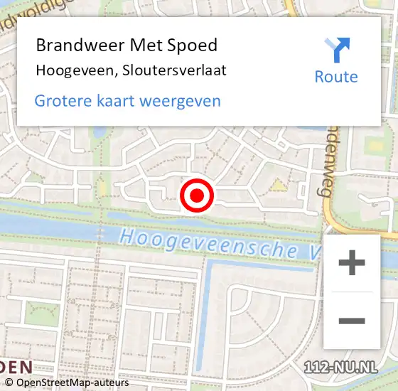 Locatie op kaart van de 112 melding: Brandweer Met Spoed Naar Hoogeveen, Sloutersverlaat op 11 maart 2022 12:00