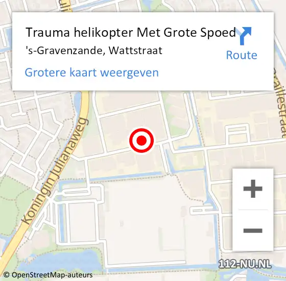 Locatie op kaart van de 112 melding: Trauma helikopter Met Grote Spoed Naar 's-Gravenzande, Wattstraat op 11 maart 2022 12:08