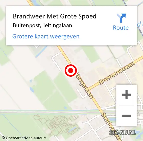 Locatie op kaart van de 112 melding: Brandweer Met Grote Spoed Naar Buitenpost, Jeltingalaan op 11 maart 2022 12:20