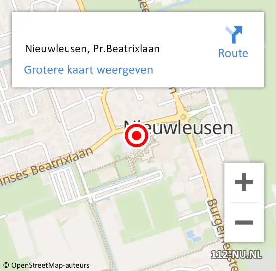 Locatie op kaart van de 112 melding:  Nieuwleusen, Pr.Beatrixlaan op 11 maart 2022 12:25