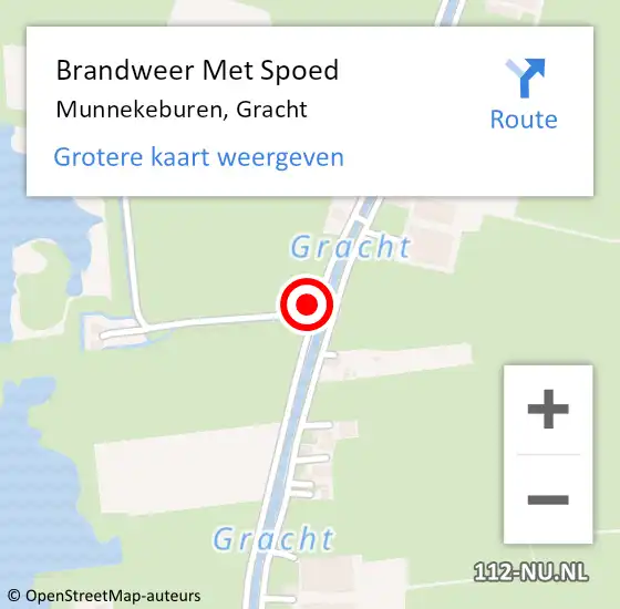 Locatie op kaart van de 112 melding: Brandweer Met Spoed Naar Munnekeburen, Gracht op 11 maart 2022 12:44